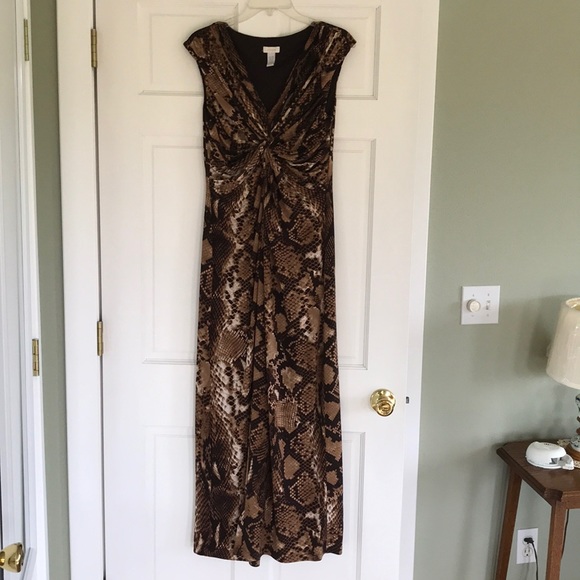 Chicos Snake Print Long Dress size 0.5 Small - Picture 1 of 5